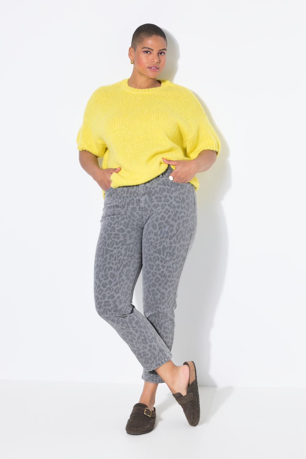 Große Größen Mom-Jeans, Damen, grau, Größe: 42, Baumwolle/Polyester, Studio Untold von Studio Untold