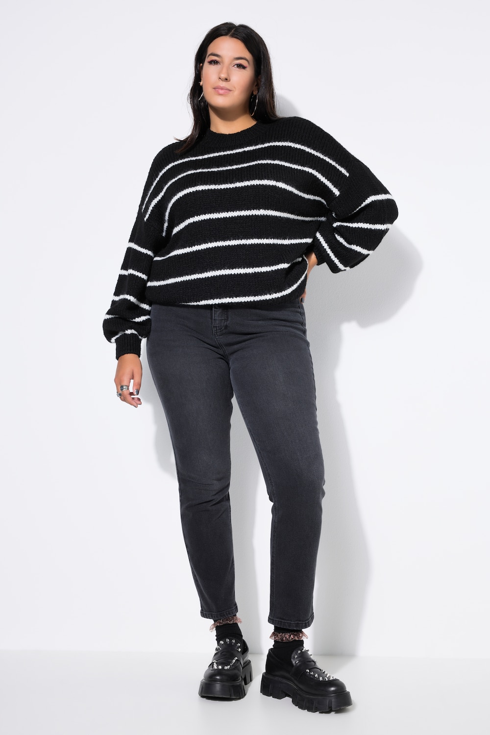 Große Größen Mom-Jeans, Damen, schwarz, Größe: 42, Baumwolle, Studio Untold von Studio Untold