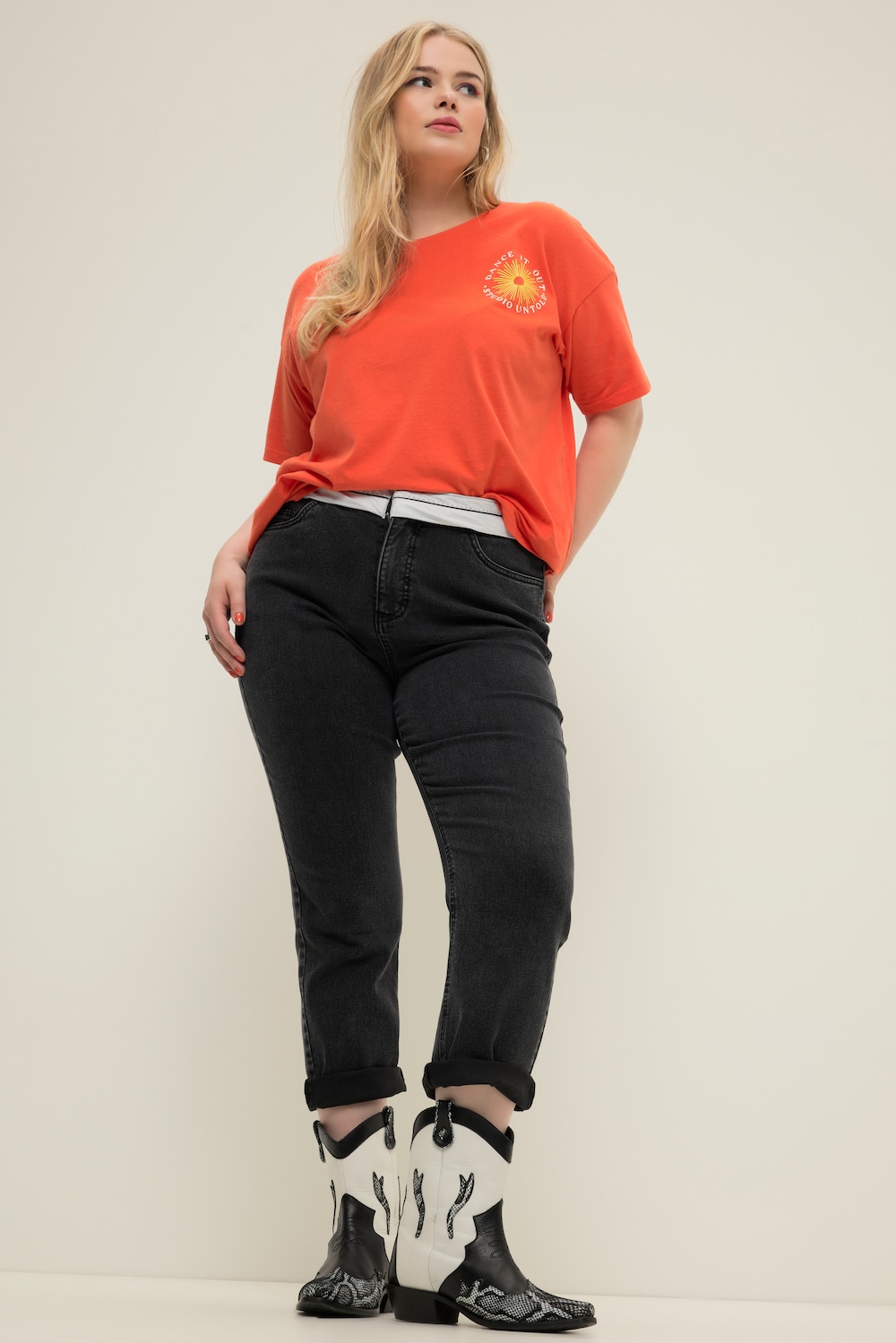 Große Größen Mom-Jeans, Damen, schwarz, Größe: 42, Baumwolle/Polyester, Studio Untold von Studio Untold