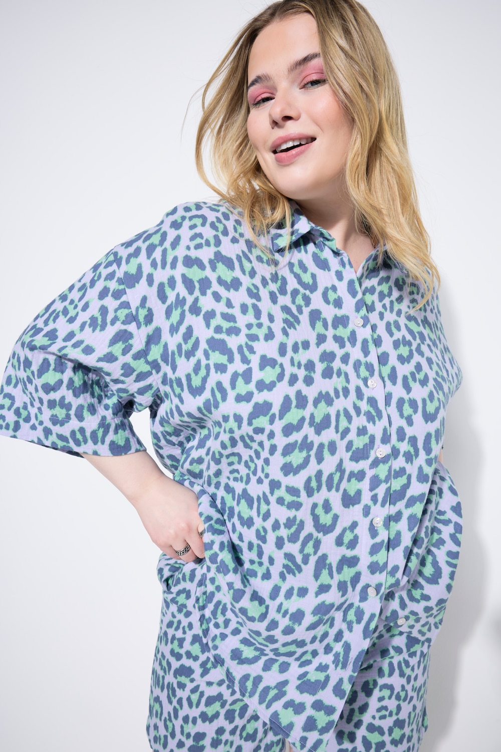 Große Größen Musselin-Bluse, Damen, lila, Größe: 50/52, Baumwolle, Studio Untold von Studio Untold