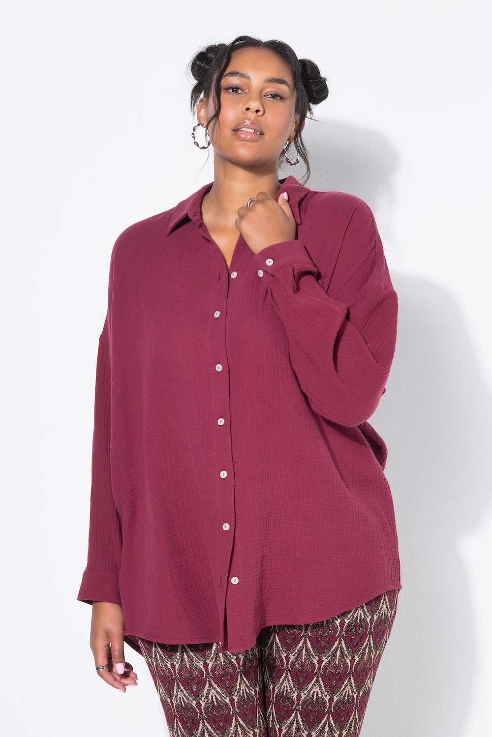 Große Größen Musselin Bluse, Damen, rot, Größe: 46/48, Baumwolle, Studio Untold von Studio Untold