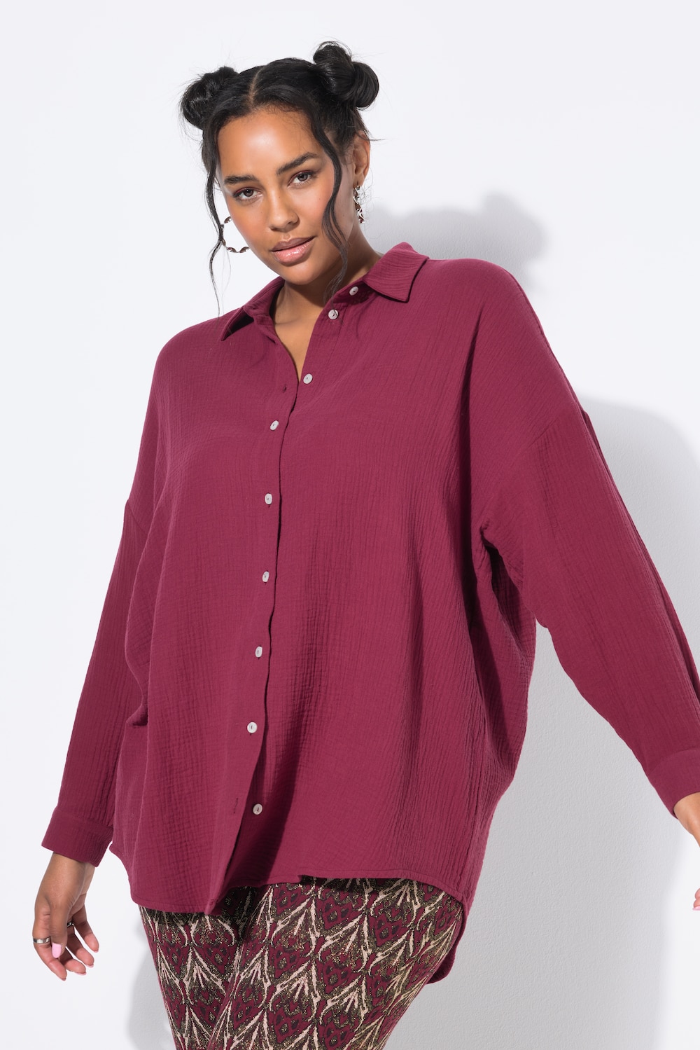 Große Größen Musselin Bluse, Damen, rot, Größe: 50/52, Baumwolle, Studio Untold von Studio Untold