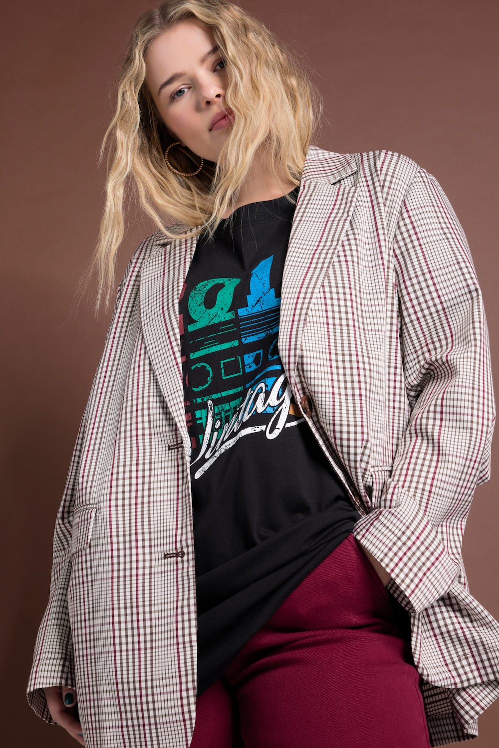 Große Größen Oversized-Blazer, Damen, braun, Größe: 46/48, Polyester/Viskose, Studio Untold von Studio Untold