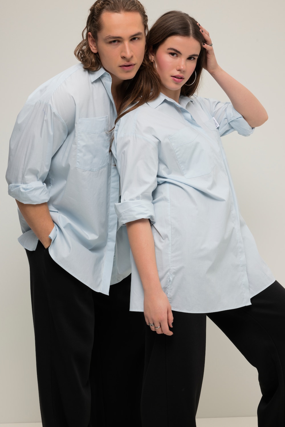 Große Größen Oversized Hemd, Damen, blau, Größe: M, Baumwolle, Studio Untold von Studio Untold