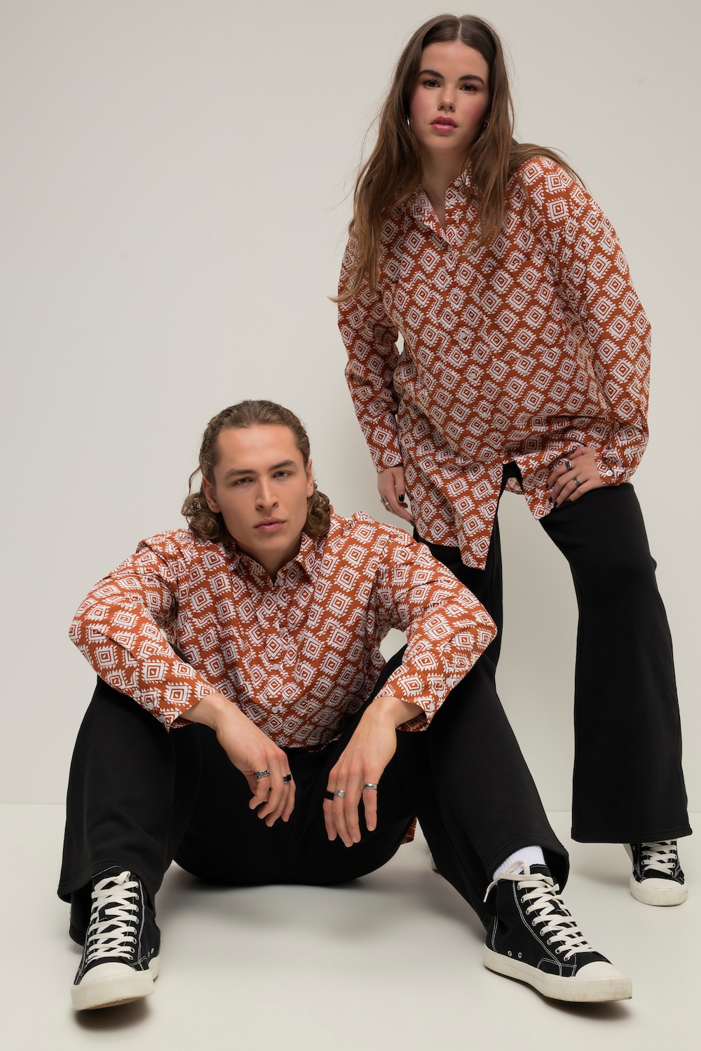 Große Größen Oversized-Hemd, Damen, braun, Größe: L, Baumwolle, Studio Untold von Studio Untold