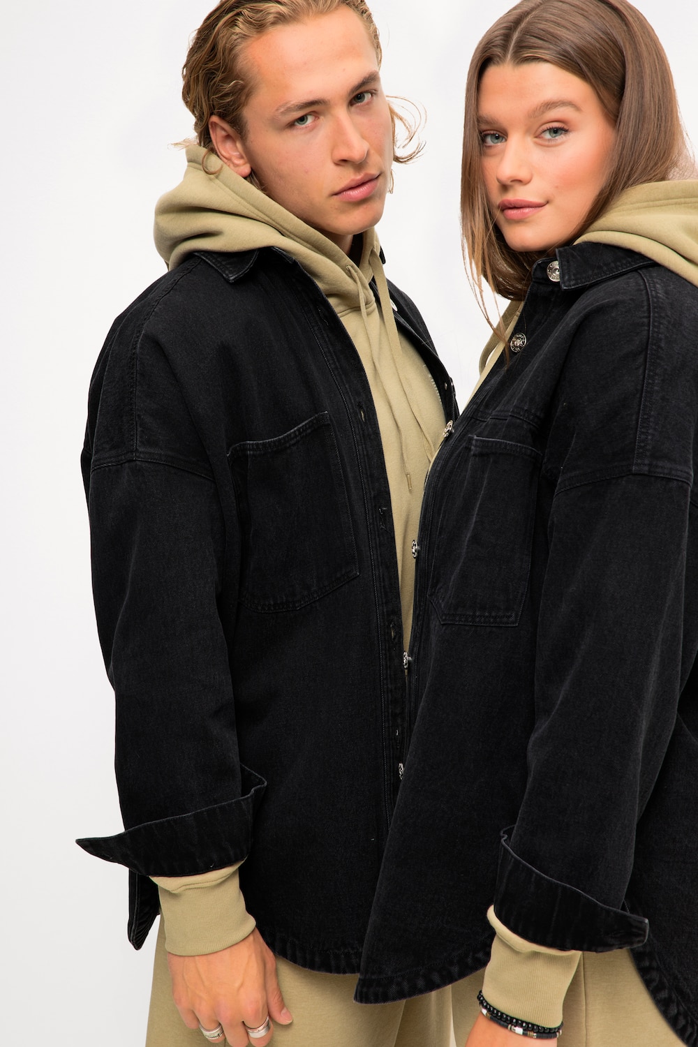Große Größen Oversized-Jeanshemd, Damen, schwarz, Größe: M, Baumwolle, Studio Untold von Studio Untold