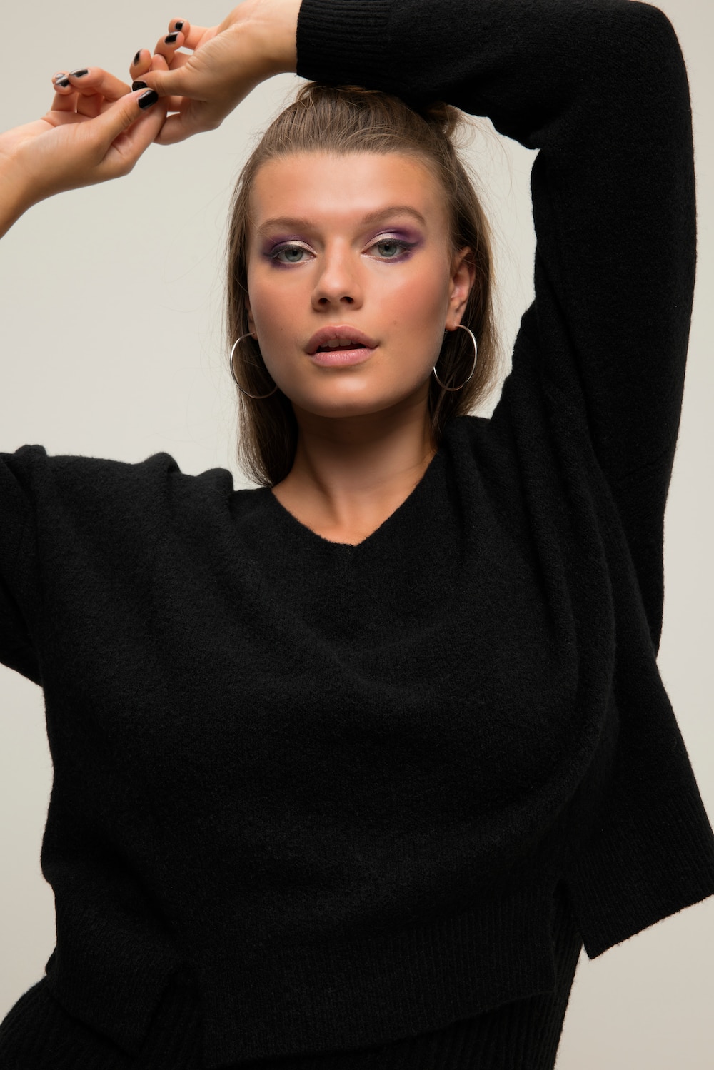 Große Größen Pullover, Damen, schwarz, Größe: 58/60, Polyester/Synthetische Fasern, Studio Untold von Studio Untold