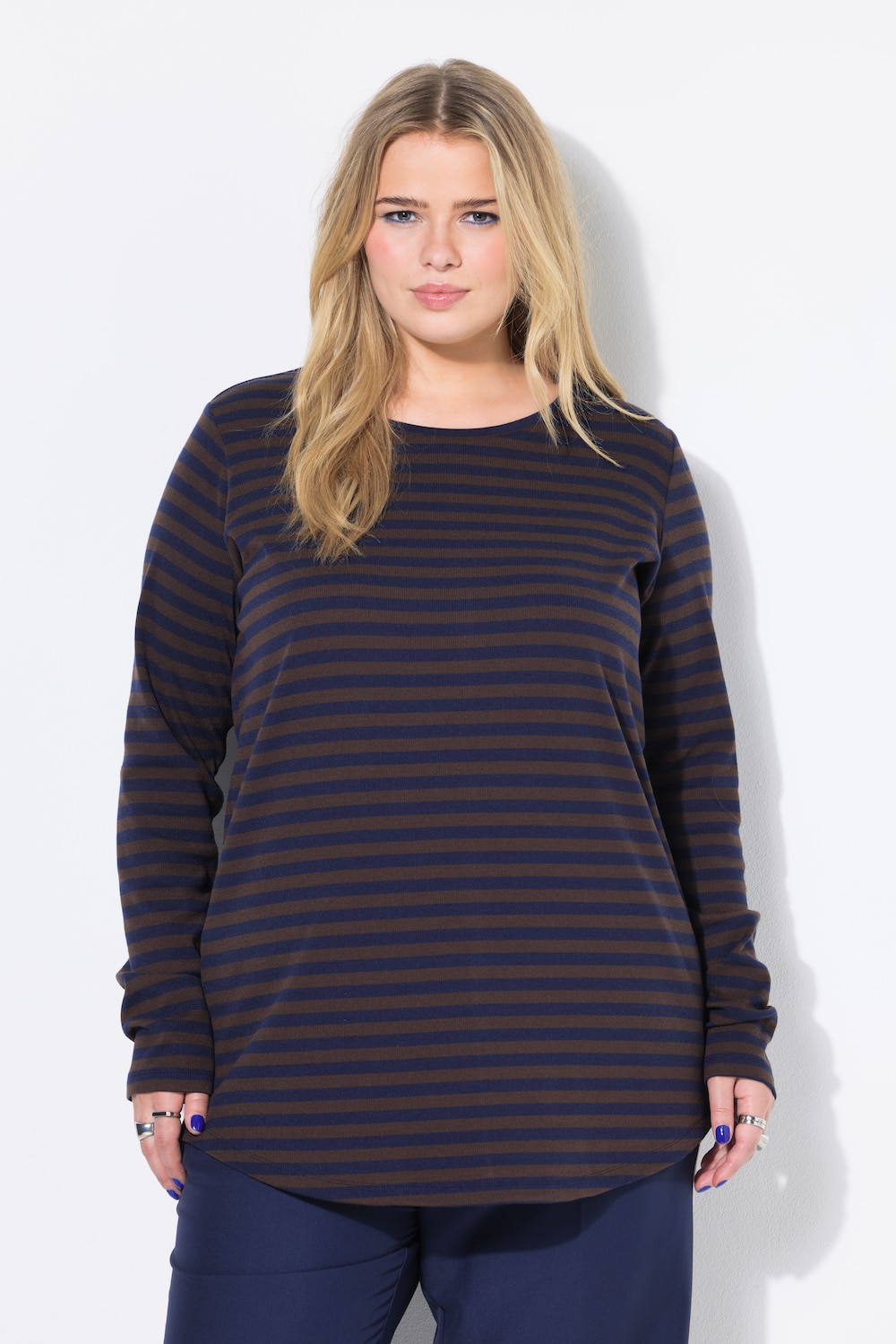 Große Größen Ringelshirt, Damen, blau, Größe: 58/60, Polyester/Viskose, Studio Untold von Studio Untold