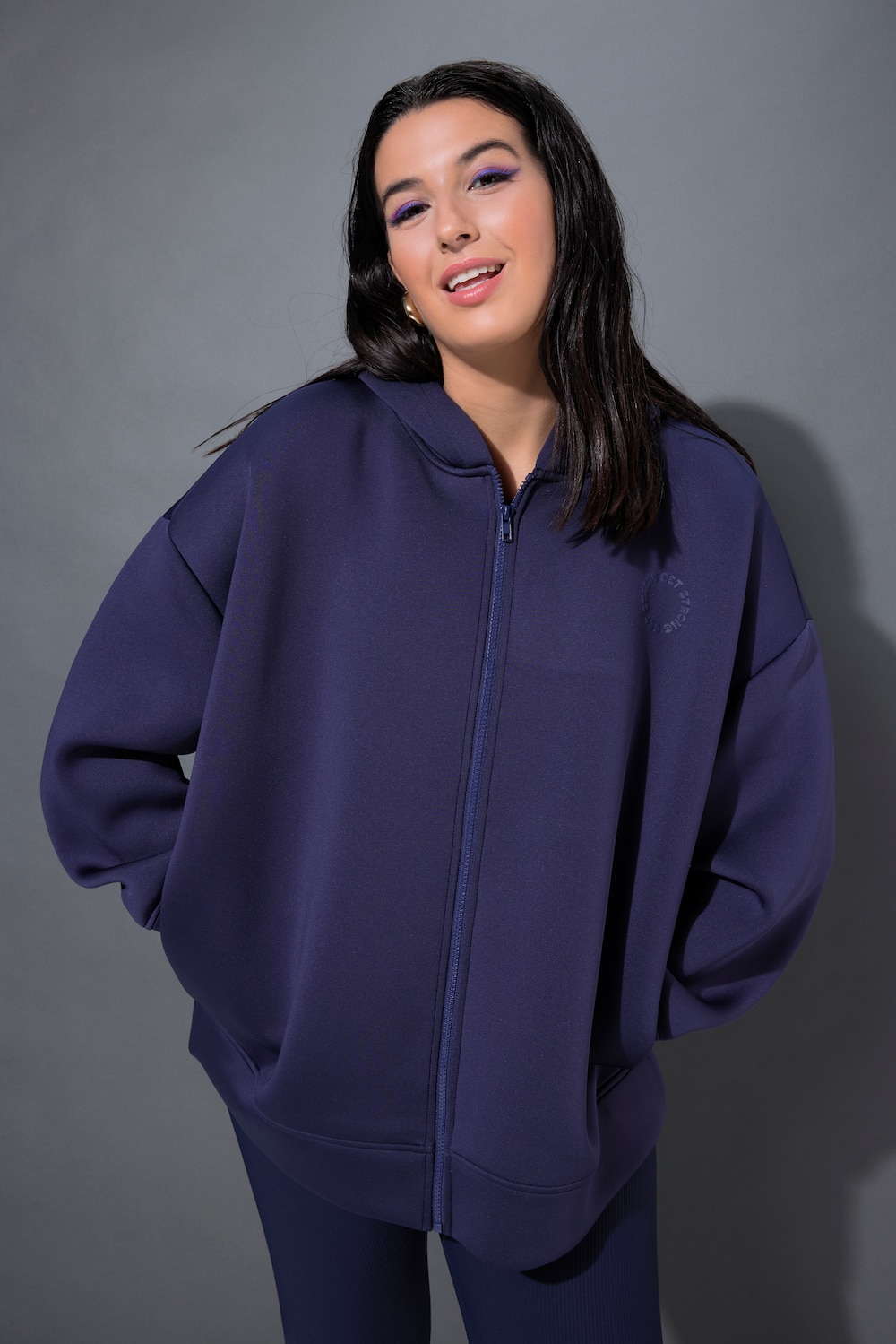 Große Größen Scuba-Jacke, Damen, blau, Größe: 58/60, Polyester, Studio Untold von Studio Untold