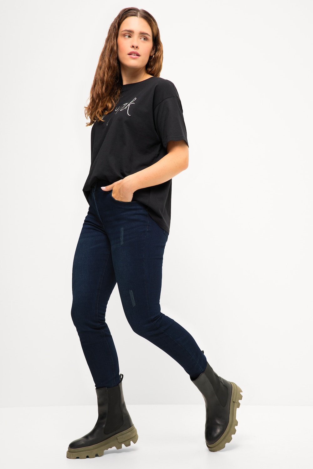 Große Größen Skinny Jeans, Damen, blau, Größe: 46, Viskose/Baumwolle/Polyester, Studio Untold von Studio Untold