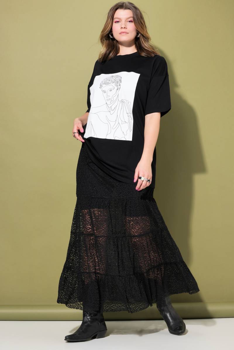 Große Größen Spitzen-Maxirock, Damen, schwarz, Größe: 54/56, Synthetische Fasern, Studio Untold von Studio Untold