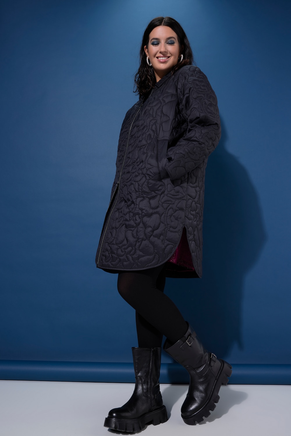 Große Größen Steppmantel, Damen, schwarz, Größe: 54/56, Polyester/Synthetische Fasern, Studio Untold von Studio Untold