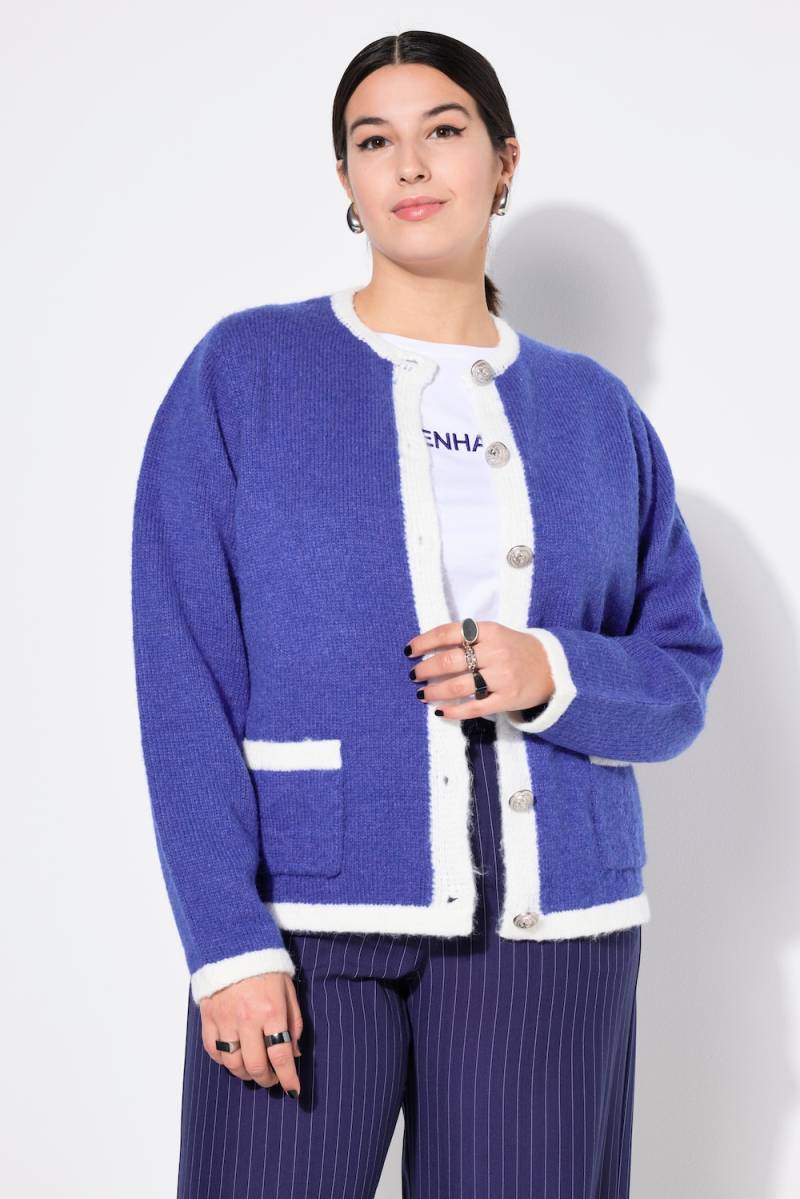 Große Größen Strickjacke, Damen, blau, Größe: 58/60, Polyester/Synthetische Fasern, Studio Untold von Studio Untold