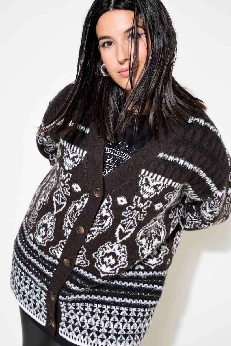 Große Größen Strickjacke, Damen, braun, Größe: 58/60, Synthetische Fasern/Polyester, Studio Untold von Studio Untold