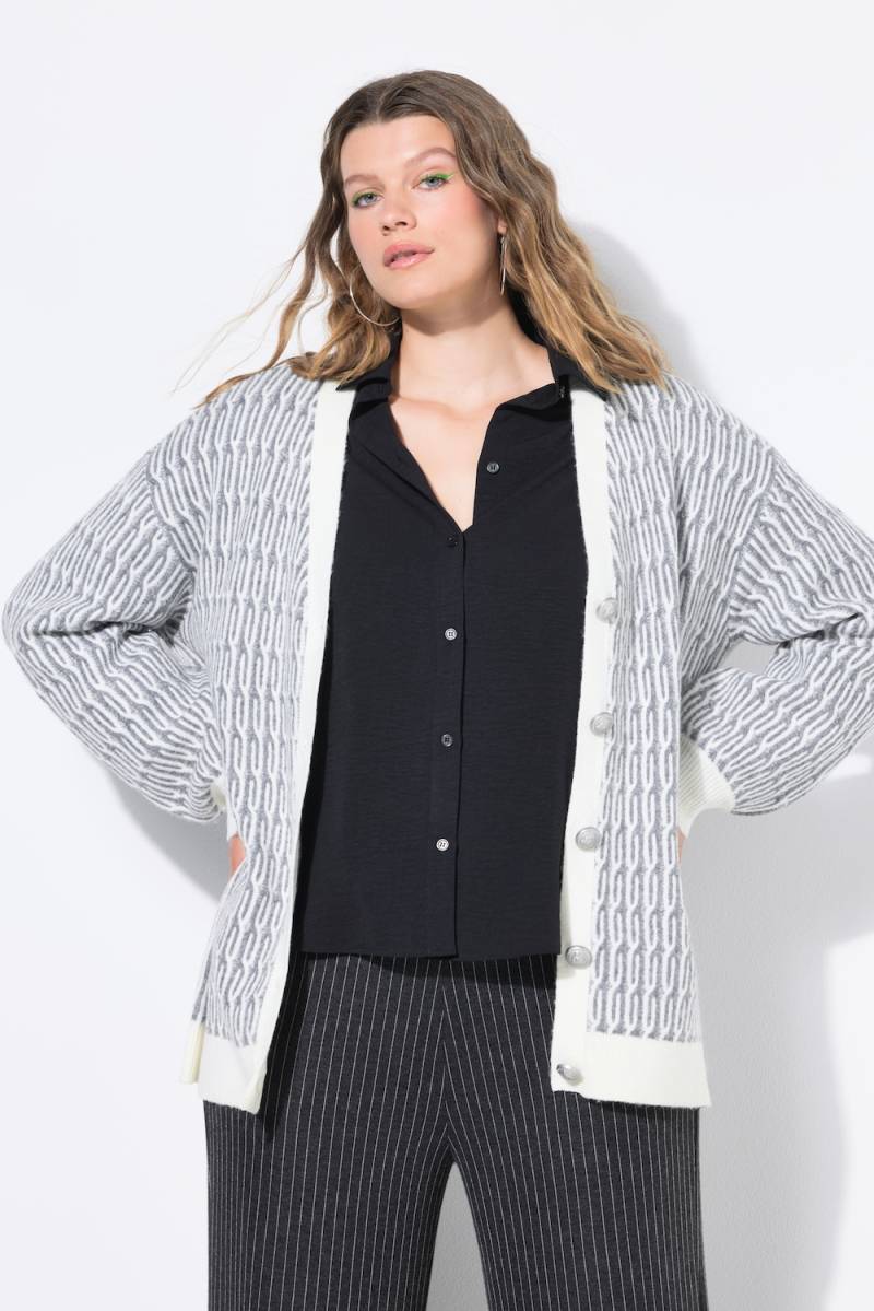 Große Größen Strickjacke, Damen, grau, Größe: 58/60, Synthetische Fasern/Polyester, Studio Untold von Studio Untold