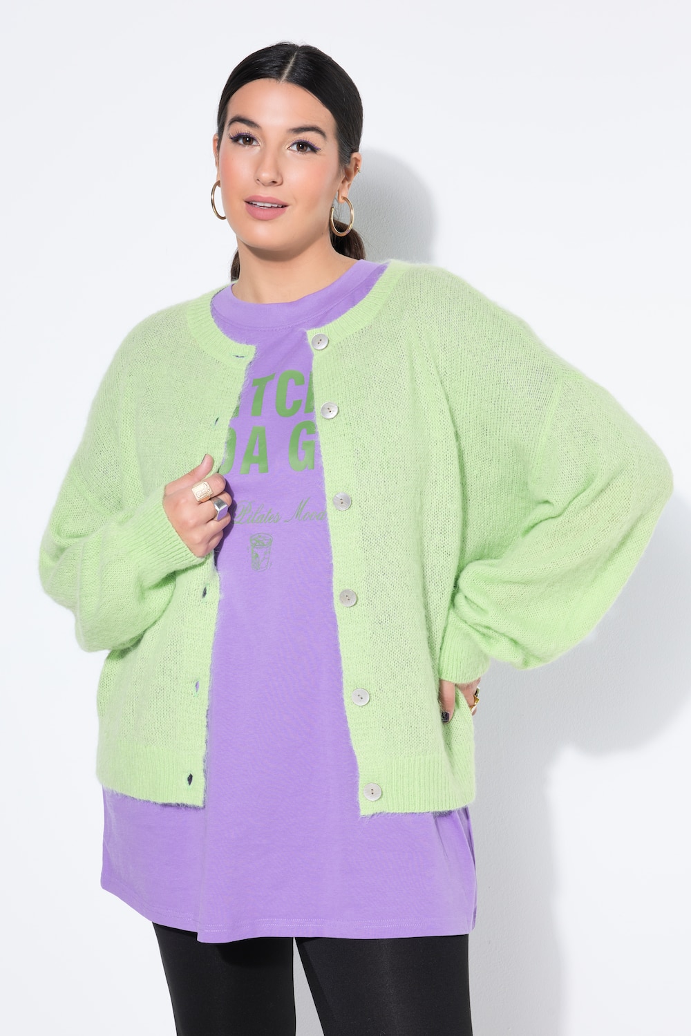 Große Größen Strickjacke, Damen, grün, Größe: 46/48, Synthetische Fasern/Wolle/Polyester, Studio Untold von Studio Untold