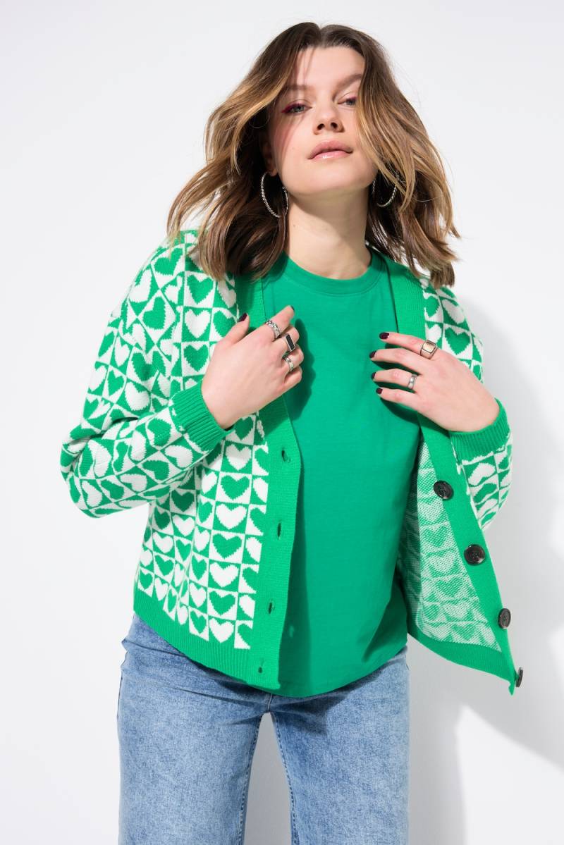 Große Größen Strickjacke, Damen, grün, Größe: 50/52, Synthetische Fasern/Polyester, Studio Untold von Studio Untold