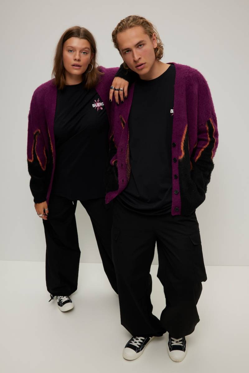 Große Größen Strickjacke, Damen, lila, Größe: S, Synthetische Fasern, Studio Untold von Studio Untold