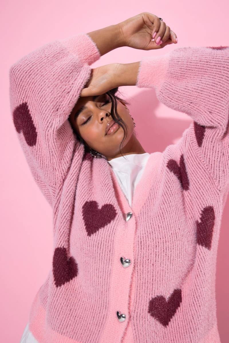 Große Größen Strickjacke, Damen, rosa, Größe: 46/48, Synthetische Fasern/Polyester, Studio Untold von Studio Untold