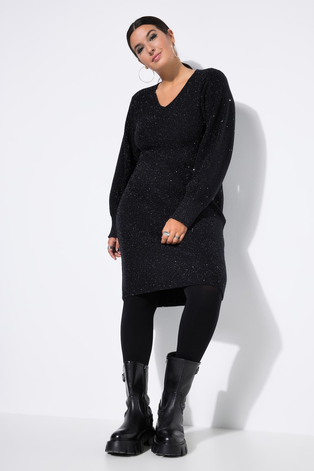 Große Größen Strickkleid, Damen, schwarz, Größe: 46/48, Polyester/Synthetische Fasern, Studio Untold von Studio Untold