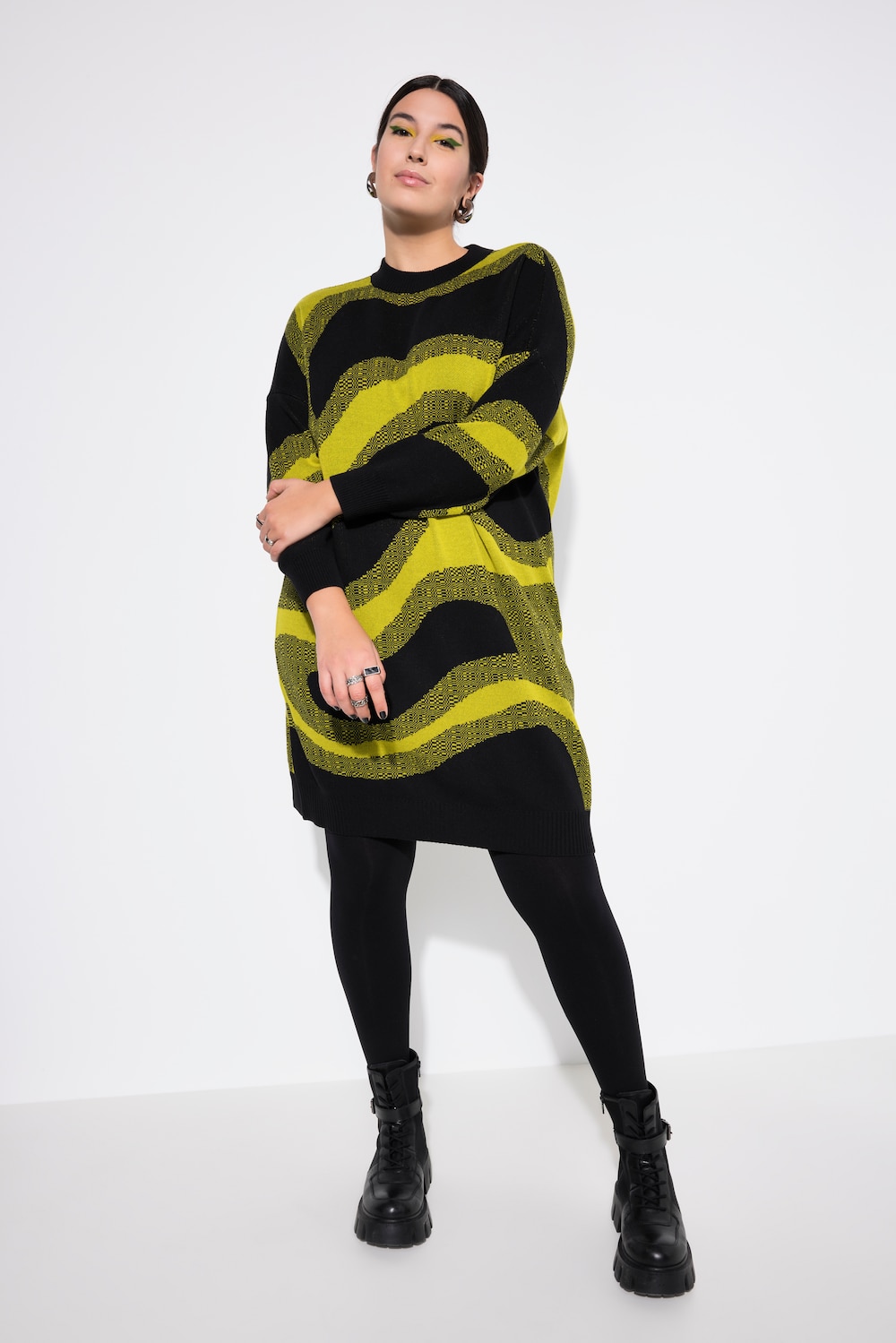 Große Größen Strickkleid, Damen, schwarz, Größe: 50/52, Baumwolle, Studio Untold von Studio Untold