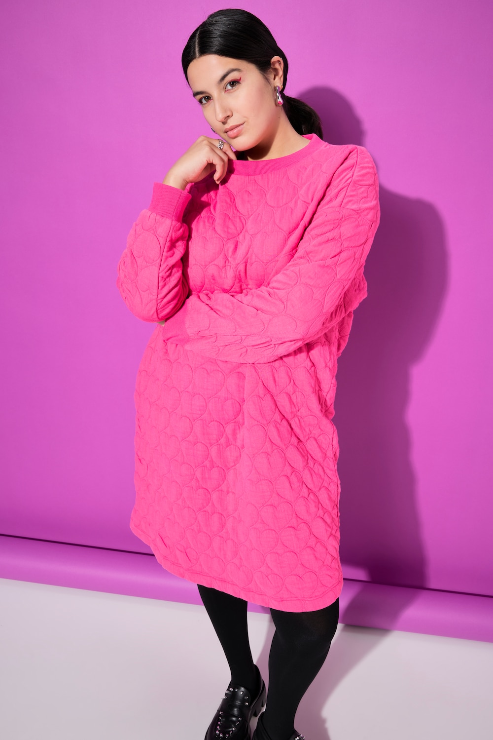 Große Größen Sweat-Minikleid, Damen, rosa, Größe: 50/52, Polyester/Baumwolle, Studio Untold von Studio Untold