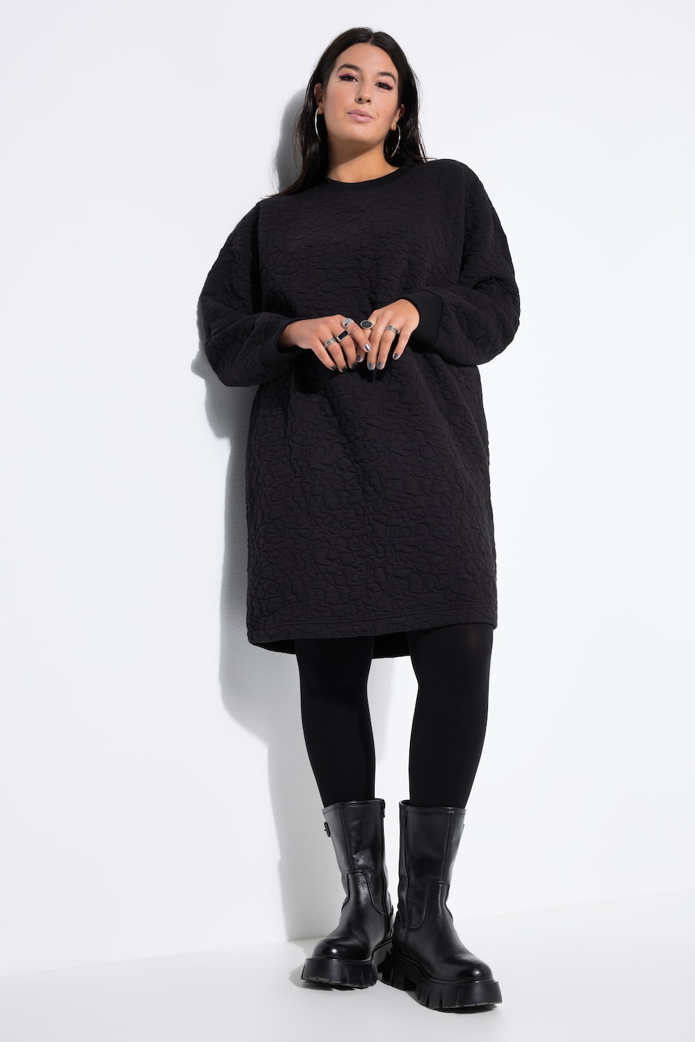 Große Größen Sweat-Minikleid, Damen, schwarz, Größe: 50/52, Polyester/Baumwolle, Studio Untold von Studio Untold