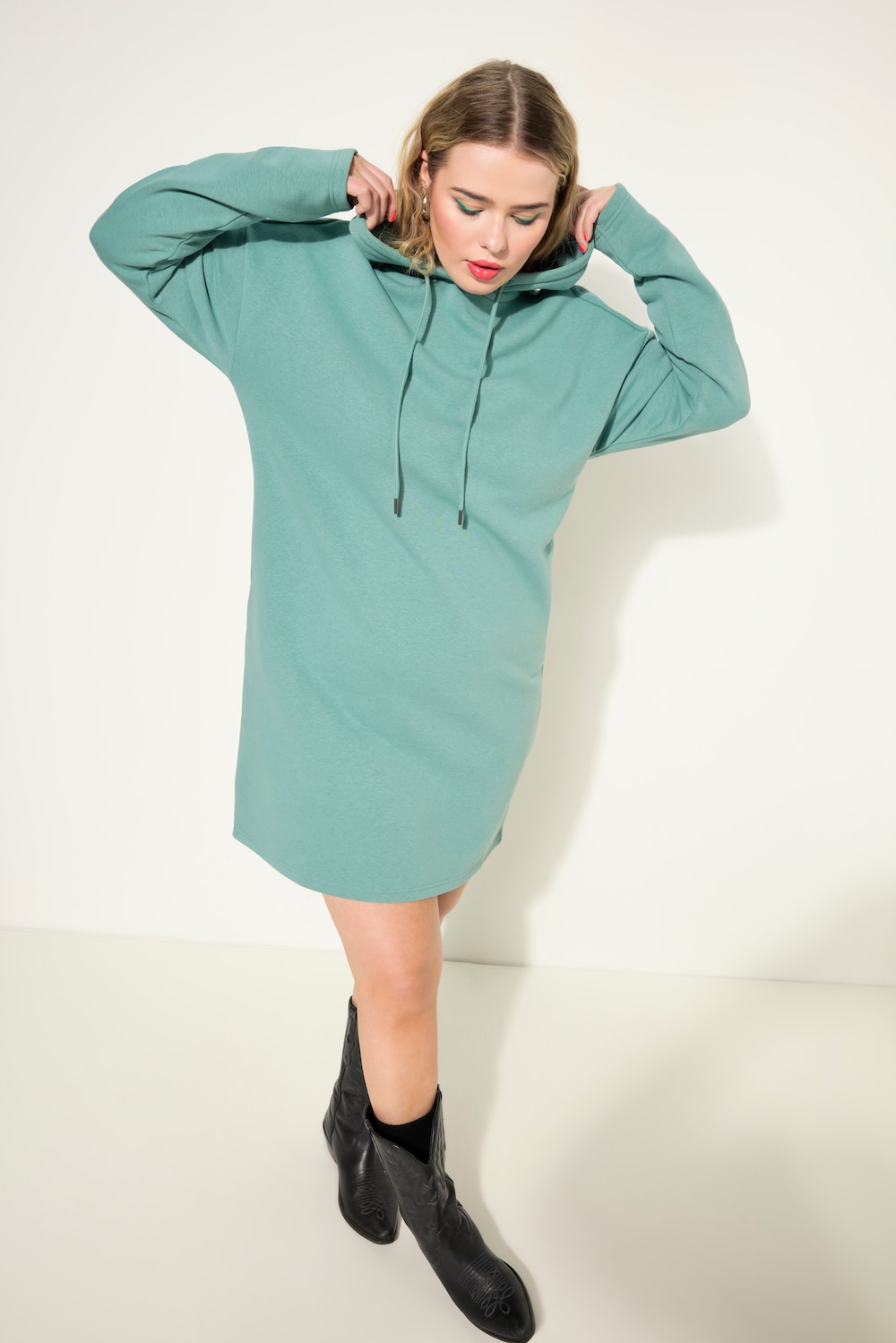 Große Größen Sweatkleid, Damen, türkis, Größe: 46/48, Baumwolle/Polyester, Studio Untold von Studio Untold