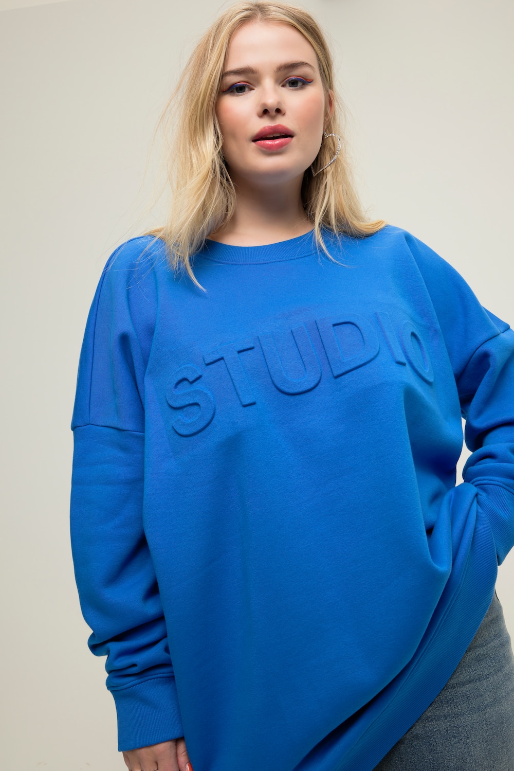 Große Größen Sweatshirt, Damen, blau, Größe: 46/48, Baumwolle/Polyester, Studio Untold von Studio Untold
