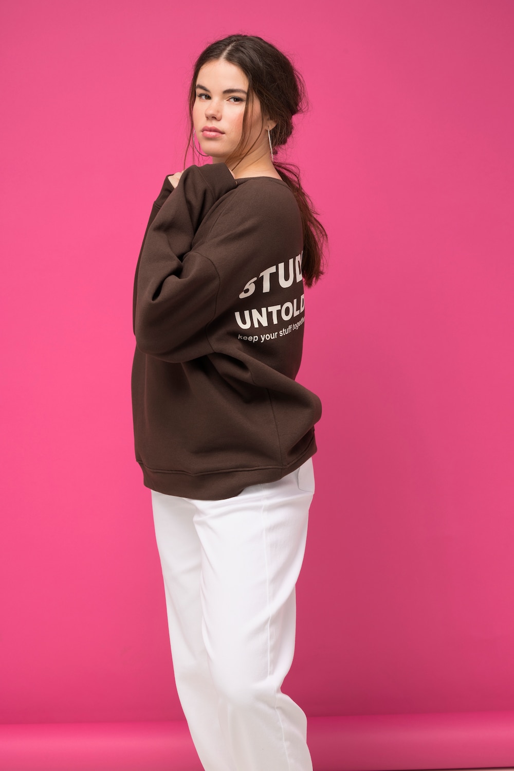 Große Größen Sweatshirt, Damen, braun, Größe: 46/48, Baumwolle/Polyester, Studio Untold von Studio Untold