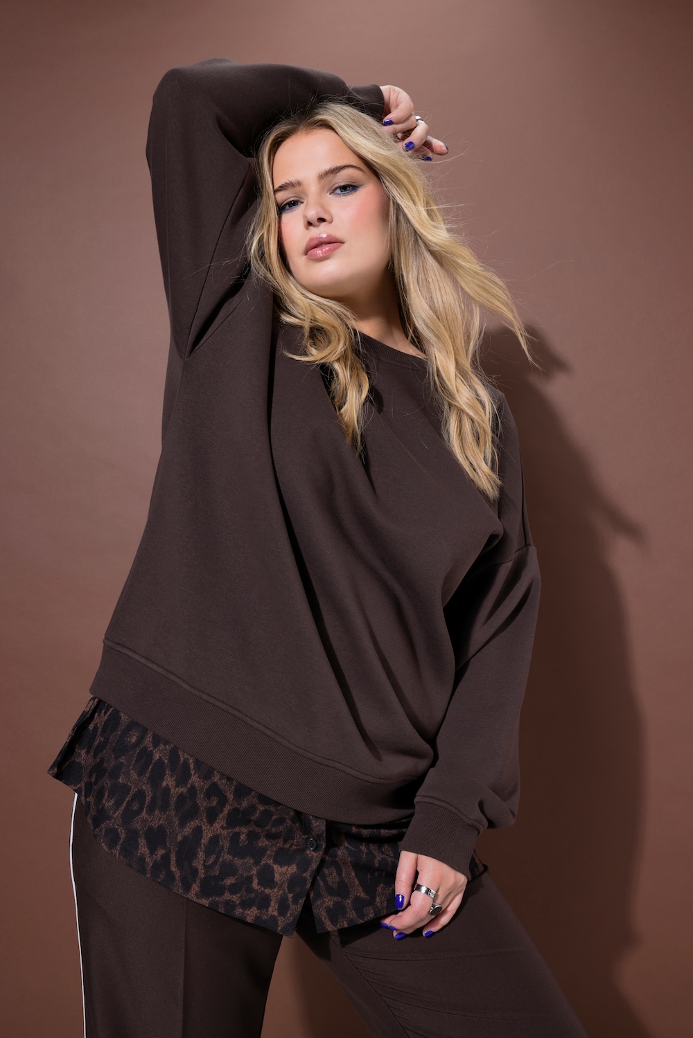 Große Größen Sweatshirt, Damen, braun, Größe: 58/60, Baumwolle/Polyester, Studio Untold von Studio Untold