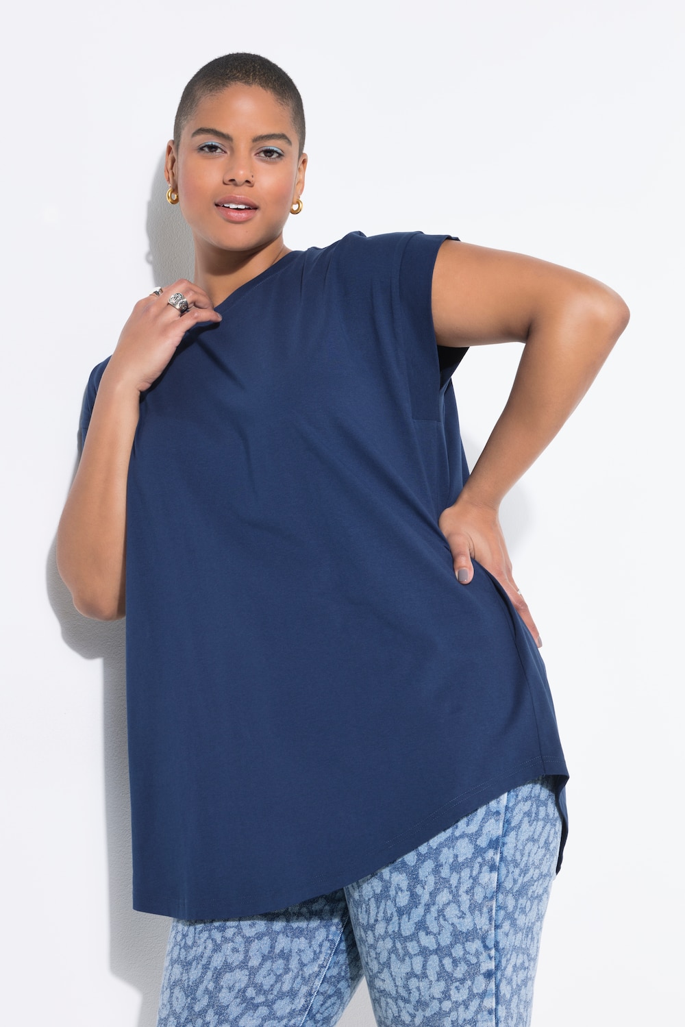Große Größen T-Shirt, Damen, blau, Größe: 46/48, Baumwolle, Studio Untold von Studio Untold