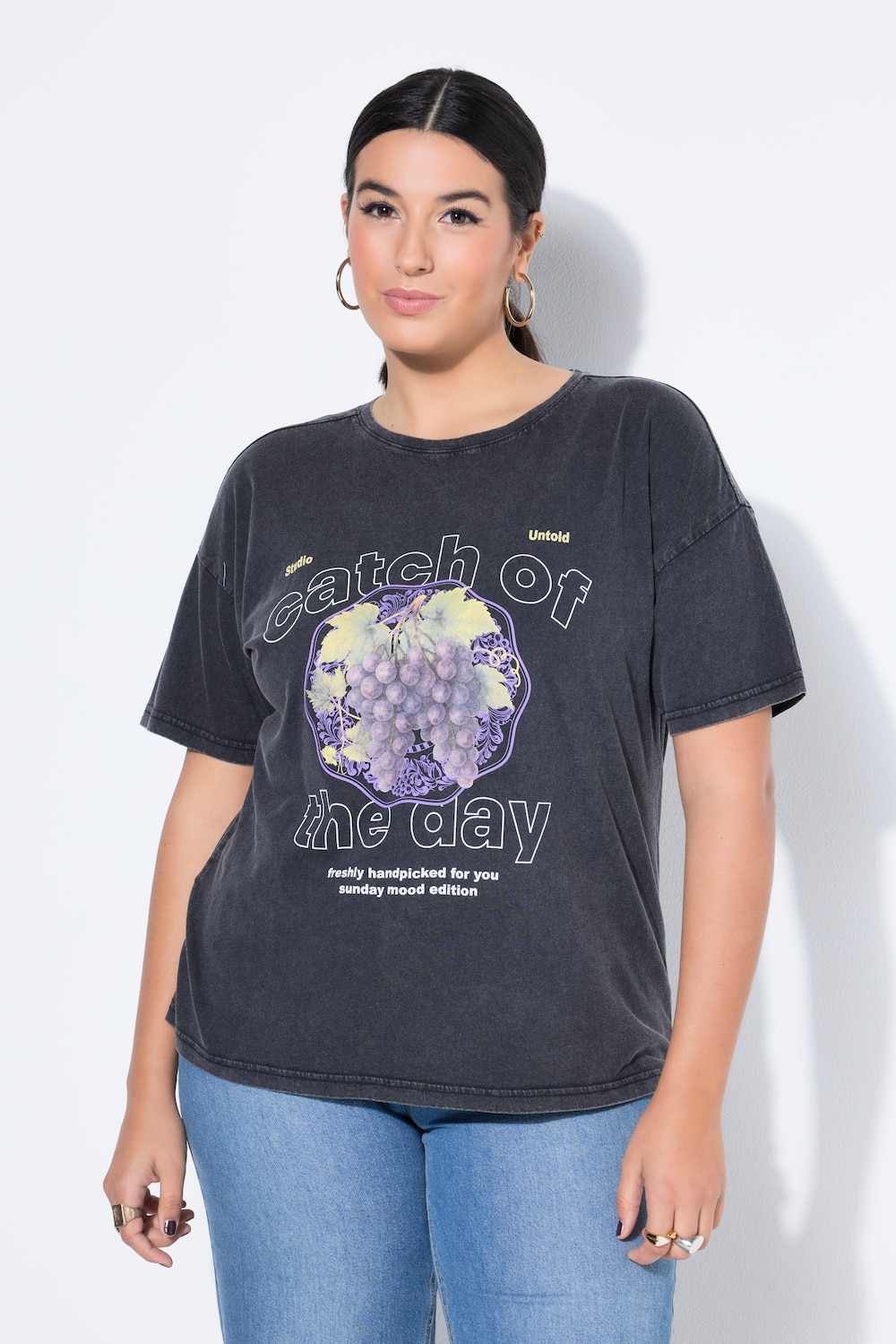 Große Größen T-Shirt, Damen, schwarz, Größe: 46/48, Baumwolle, Studio Untold von Studio Untold