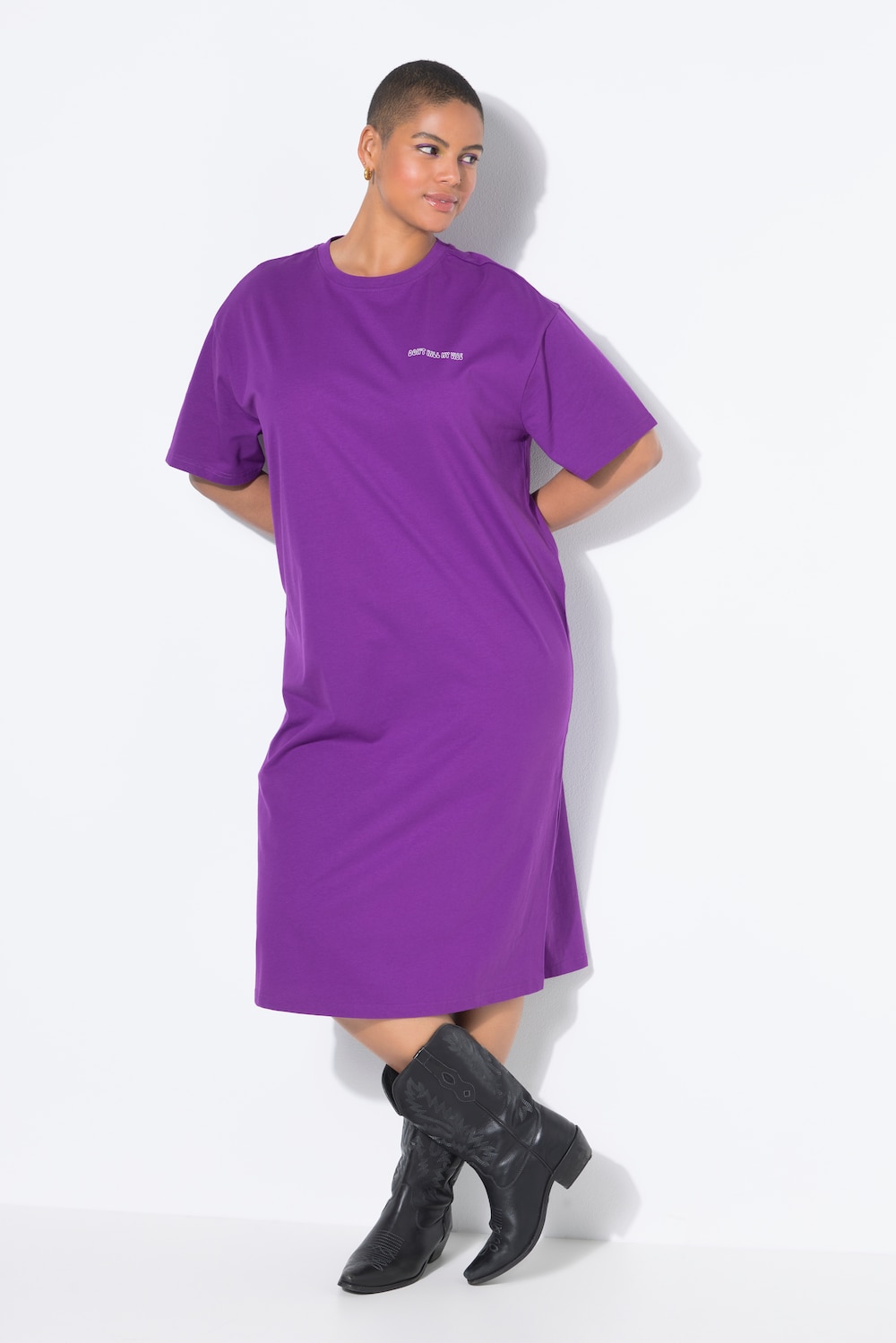 Große Größen T-Shirt-Midikleid, Damen, lila, Größe: 50/52, Baumwolle, Studio Untold von Studio Untold