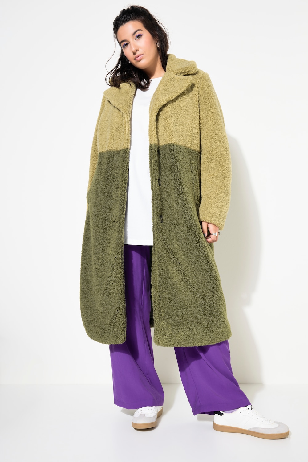 Große Größen Teddymantel, Damen, grün, Größe: 42/44, Polyester, Studio Untold von Studio Untold