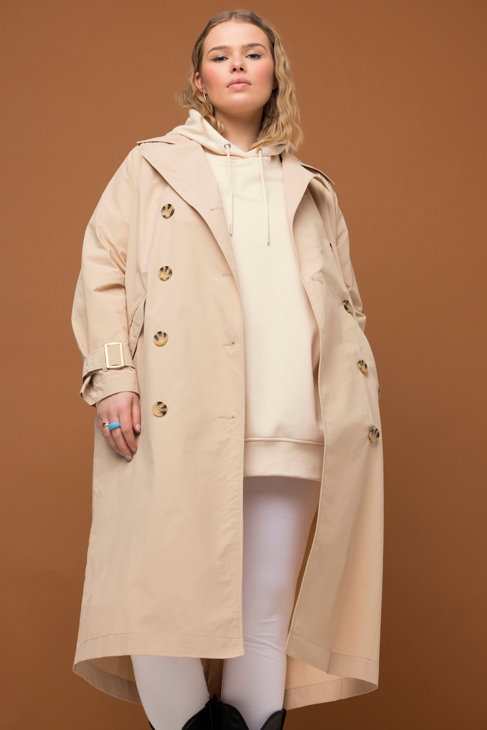 Große Größen Trenchcoat, Damen, beige, Größe: 42/44, Synthetische Fasern/Baumwolle, Studio Untold von Studio Untold