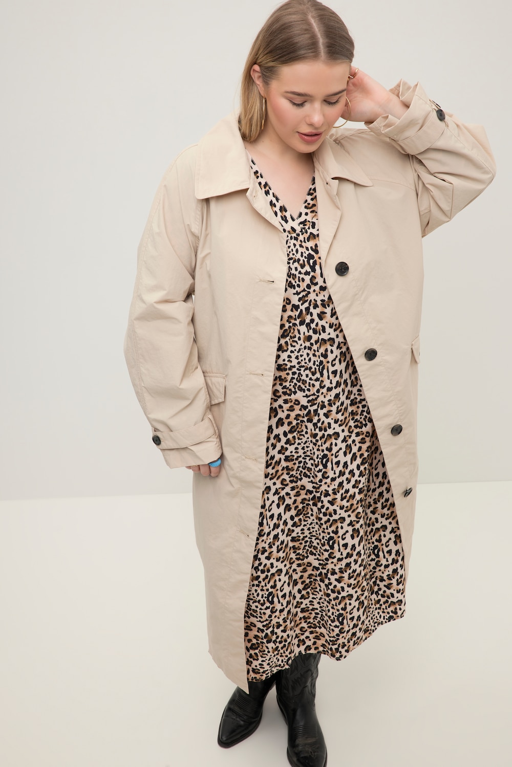 Große Größen Trenchcoat, Damen, beige, Größe: 46/48, Synthetische Fasern/Baumwolle, Studio Untold von Studio Untold