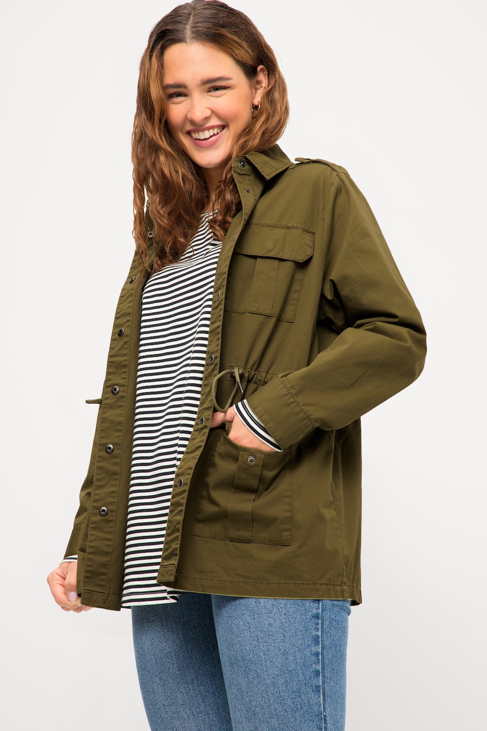 Große Größen Utility-Jacke, Damen, braun, Größe: 46/48, Baumwolle, Studio Untold von Studio Untold