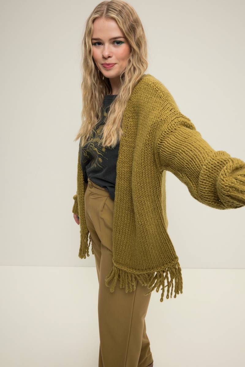Große Größen offene Strickjacke, Damen, braun, Größe: 54/56, Synthetische Fasern/Wolle, Studio Untold von Studio Untold