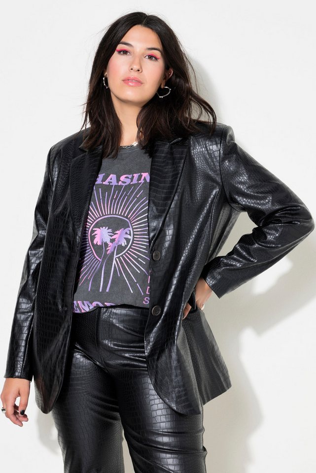 Studio Untold Blusenblazer Blazer Wide Shape Lederoptik Krokoprint Revers von Studio Untold