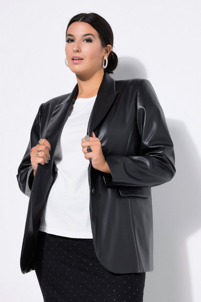 Studio Untold Blusenblazer Blazer oversized Langarm Revers Lederoptik von Studio Untold