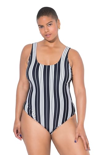 Studio Untold Damen große Größen Übergrößen Plus Size Badeanzug, Softcups, Streifen, Shaping schwarz 46 841182100-46 von Studio Untold