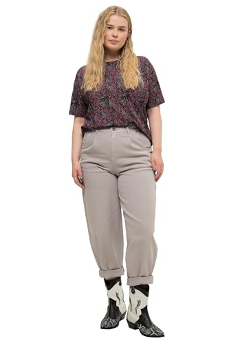 Studio Untold Damen große Größen Übergrößen Plus Size Ballon Jeans, Wide Fit, Stretchdenim, 5-Pocket, Elastikbund Kiesel 44 810821320-44 von Studio Untold