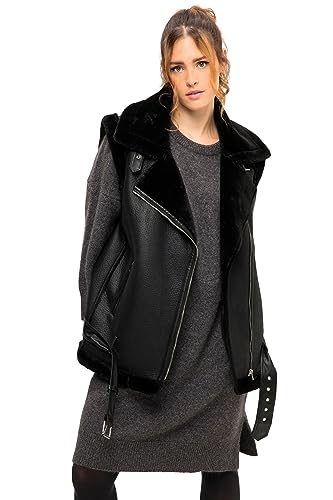 Studio Untold Damen große Größen Übergrößen Plus Size Bikerweste, Shearling, Hemdkragen, schräger Zipper, 2 Zipptaschen schwarz 58+ 824104100-58+ von Studio Untold