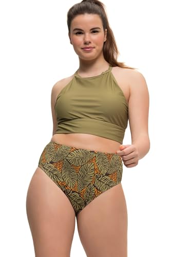 Studio Untold Damen große Größen Übergrößen Plus Size Bikini-Slip, Blätterprint, Highwaist hellkhaki 50 829482634-50 von Studio Untold