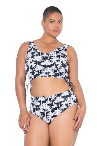 Studio Untold Damen große Größen Übergrößen Plus Size Bikini-Slip, Highwaist, Palmenprint, Shaping schwarz 52 841236100-52 von Studio Untold