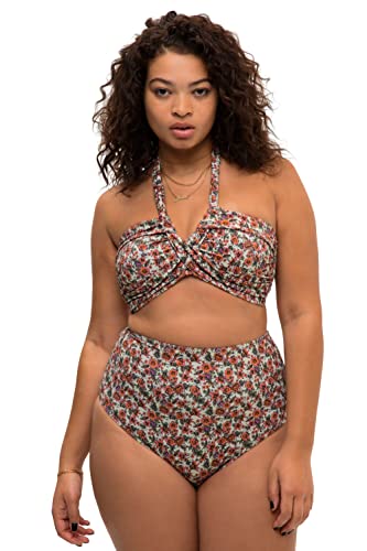 Studio Untold Damen große Größen Übergrößen Plus Size Bikini-Top, Softcups, Flower Print, Neckholder Avocado 46 818018435-46 von Studio Untold