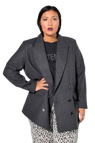 Studio Untold Damen große Größen Übergrößen Plus Size Blazer, Loose Shape, doppelreihig, Revers anthrazit Melange 50+ 834923121-50+ von Studio Untold