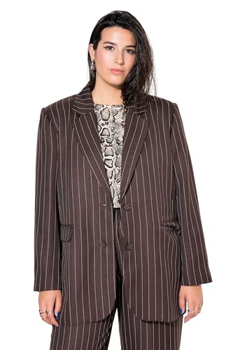 Studio Untold Damen große Größen Übergrößen Plus Size Blazer, Oversized, Nadelstreifen, Schimmer Dunkelbraun 50+ 835117341-50+ von Studio Untold