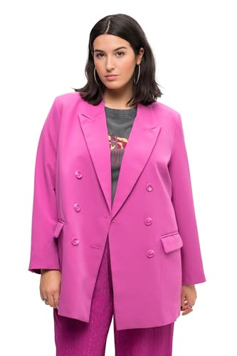 Studio Untold Damen große Größen Übergrößen Plus Size Blazer, Straight Fit, doppelreihig, Revers, Langarm Magenta 46+ 813502812-46+ von Studio Untold